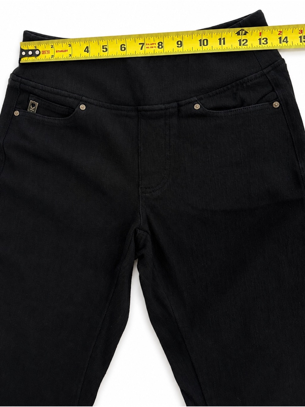Belle by Kim Gravel Jeggings Size 2 Black Pull-On Stretch Pants Tulip Hem - Picture 6 of 8